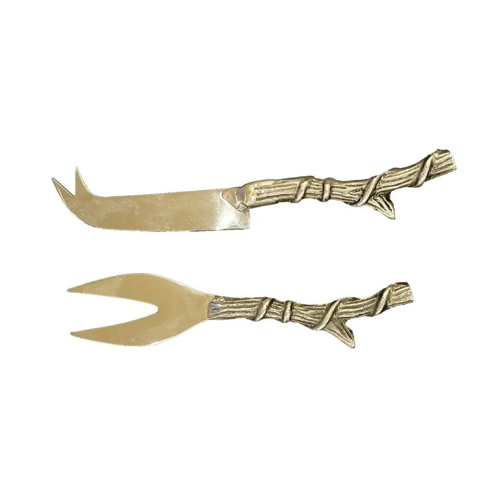 Blacksmith Made Cheese Knife / Fork- Set of two- Hand forged- Stainless Steel